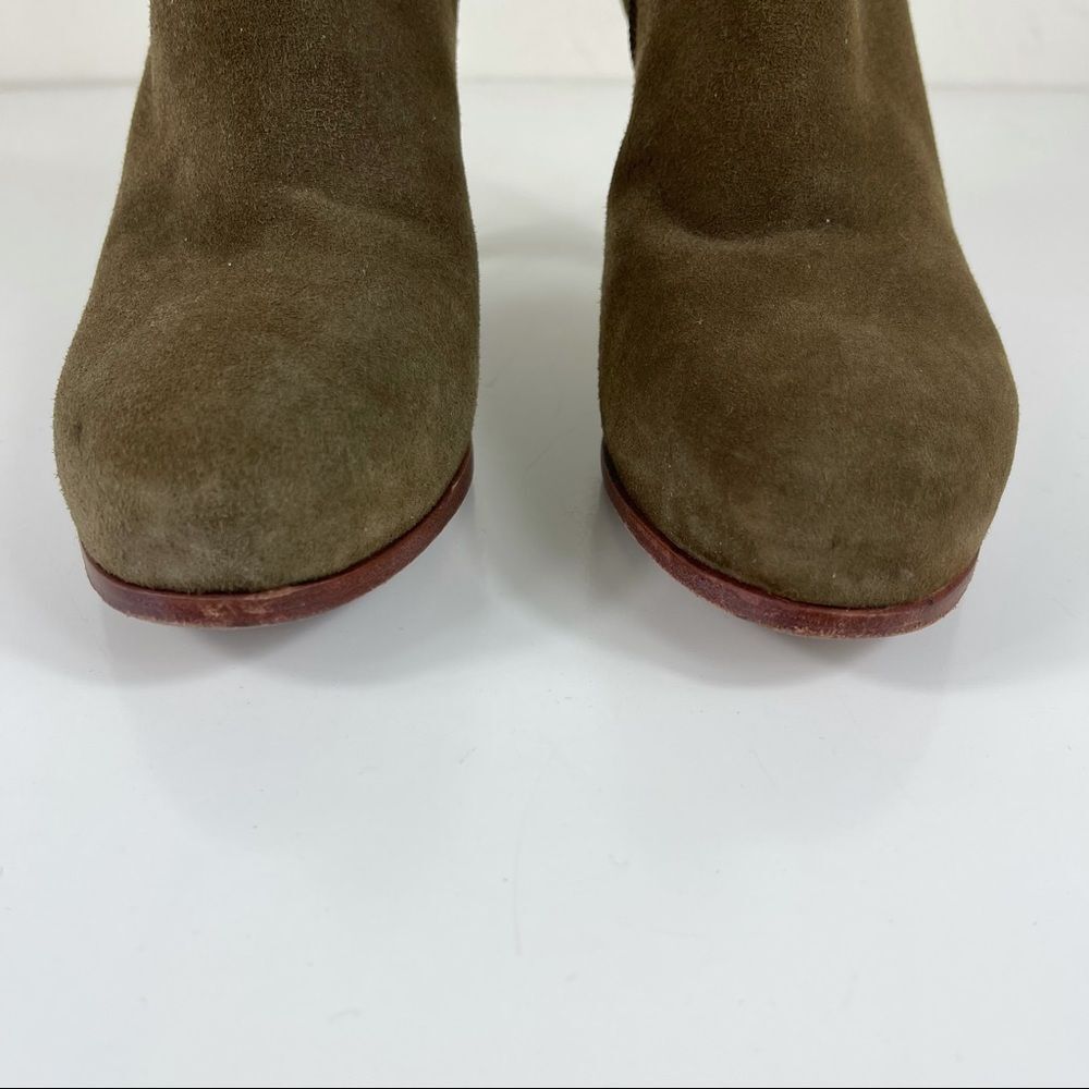 Tory Burch Patricia Mid Heel Suede Zip Up Almond Toe Bootie Ankle Boots Size 6 - Picture 11 of 16